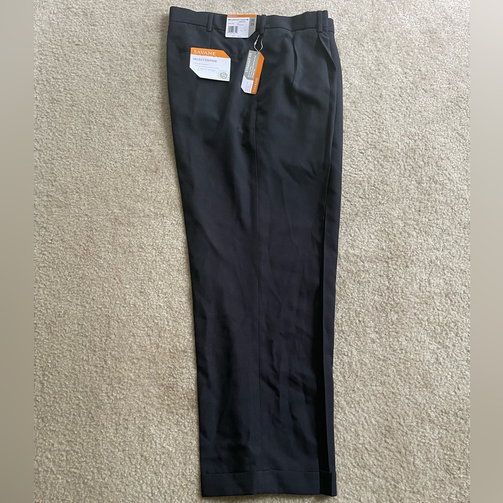 🆕 Savane Crosshatch Straight Fit Easy Care Pleated Dress Pants